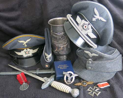 A small selection of Luftwaffe caps