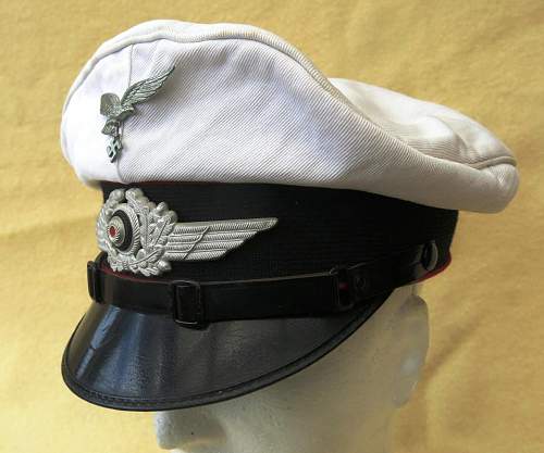 Luftwaffe Flak NCO/OR's white top visor cap by Max Lindner