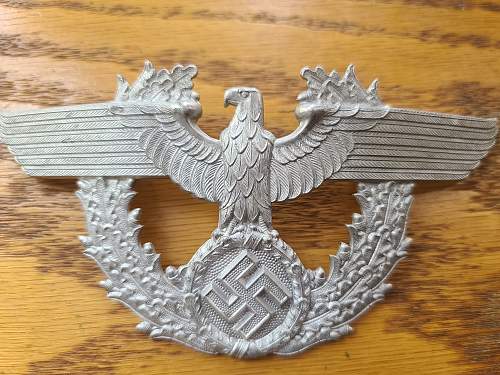 WW2 German Police Shako Plate Real or reproducton.