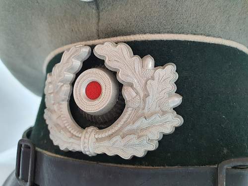 Could anyone help me please as to this NCOs/EMs Heer visor cap? Many thanks