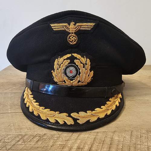 Kriegsmarine Officers Blue Top Visor for Review &amp; Comment