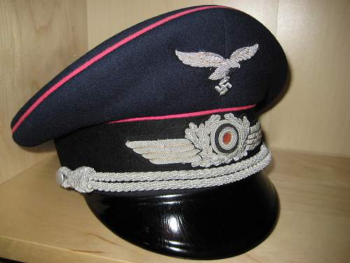 A True Color-Piped Luftwaffe Erel Officer's Visor