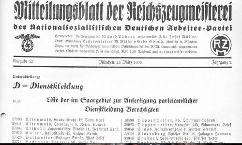 NSDAP RZM Tag Question