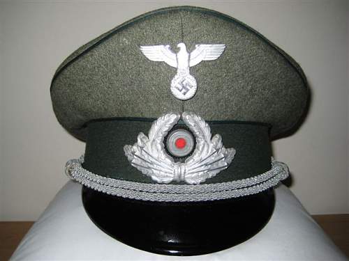 Wehrmacht field officers visor hat id...