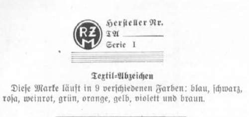 SS Schirmmütze RZM Tag