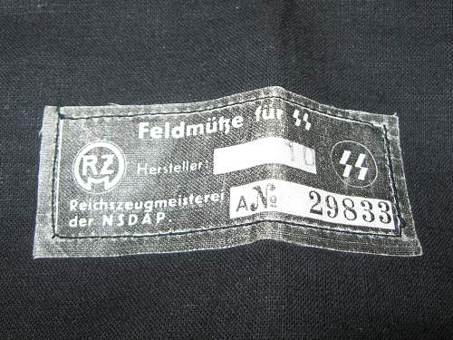 SS -VT Black Feldmütze.