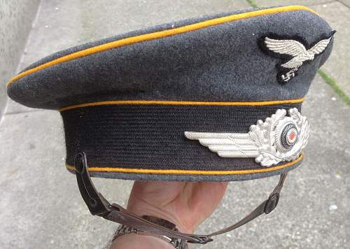 Luftwaffe visor cap questions