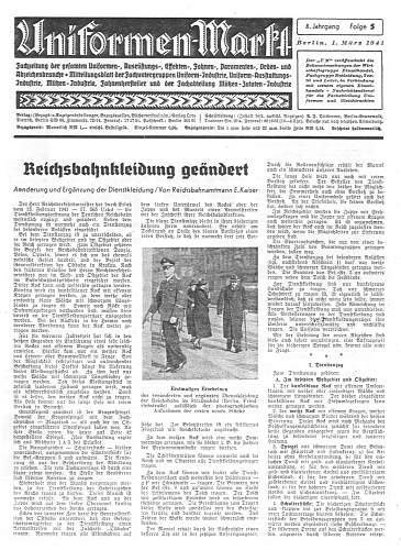 Uniformenmarkt : Reichsbahn