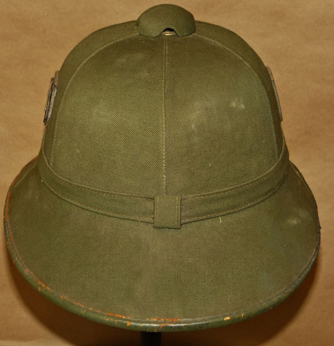 First pattern green canvas pith helmet