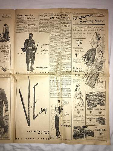 VE Day Newspaper, Philadelphia Inquirer