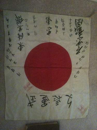 WW II Kamakazi death flag signed by Emperor along with death photo album including hand written letters.