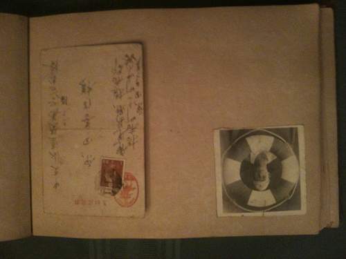 WW II Kamakazi death flag signed by Emperor along with death photo album including hand written letters.