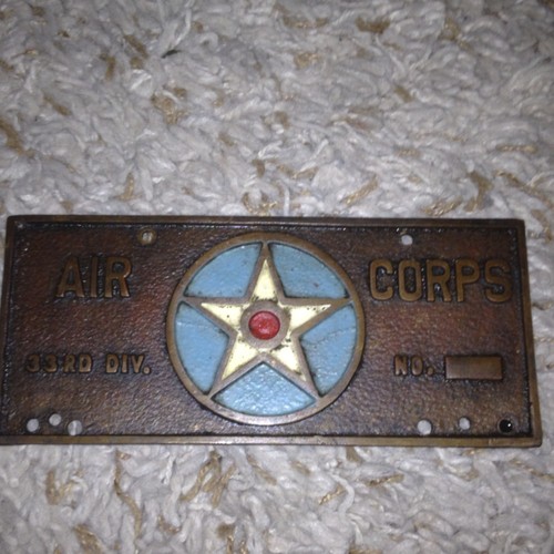 Air corps 33rd div bronze plate
