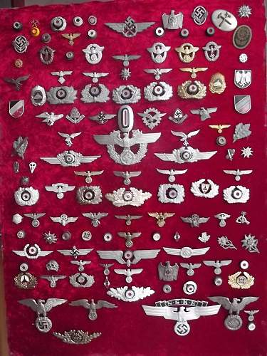 Third Reich head gear insignia very varied