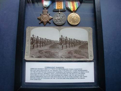 Medals to Irishmen in WW1.