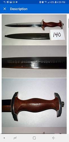 SA / NPEA dagger  that's for sale at auction  real or fake