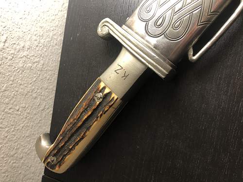 My new Reichsarbeitsdienst dagger with curious initials