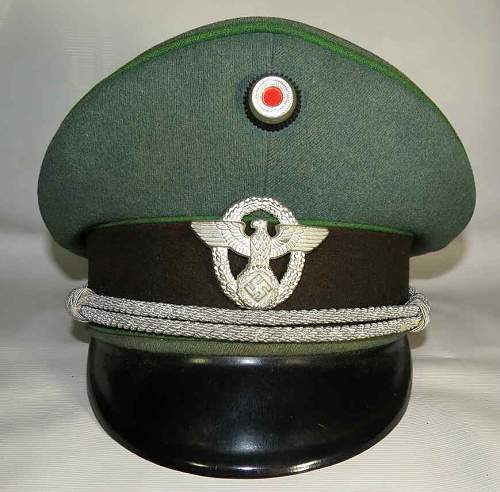 Third Reich Ordnungspolizei officer’s visor hat