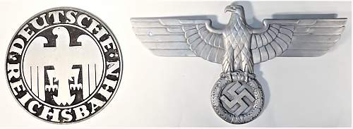 A pair of Reichsbahn eagles, Reichwehr and Third Reich.