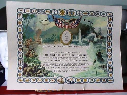 US WW2 certificate