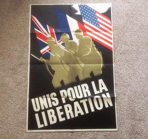 French Poster. Unis Pour La Liberation