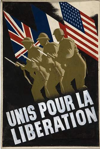 French Poster. Unis Pour La Liberation