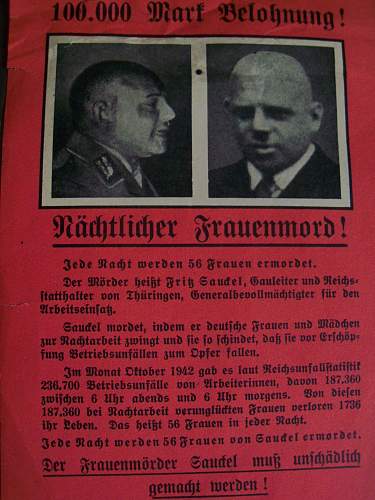 ? Allied propaganda leaflet 100,000 Mark reward Fritz Gaudel