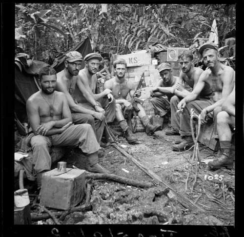 Photos of New Zealand Army wearing US made HBT uniform, Pacific 1943