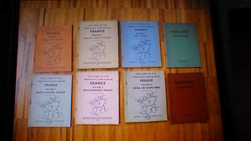 Through-way Town Plans of France, 1944 complete set of 6 volumes