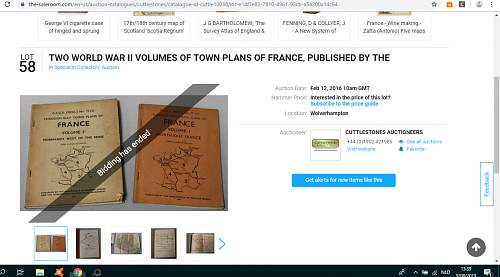 Through-way Town Plans of France, 1944 complete set of 6 volumes