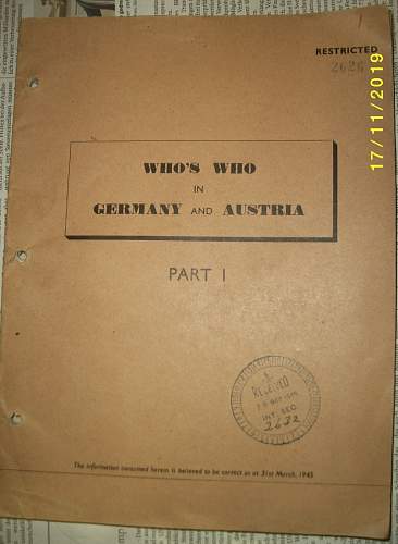 US Intelligence Book on Nazi Order