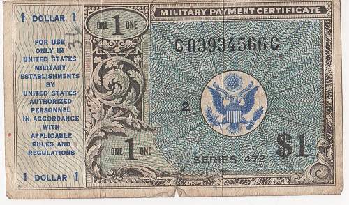 US Military Payment Certificate