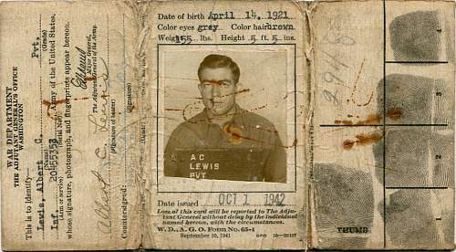War Department ID cards question