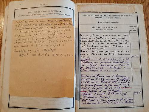 1941 French soldier book issued in Casablanca - prisoner 1943 in Spain - many questions