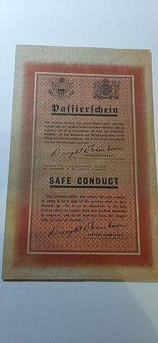 Canadian Safe Conduction Pass dropped on German Lines in Holland