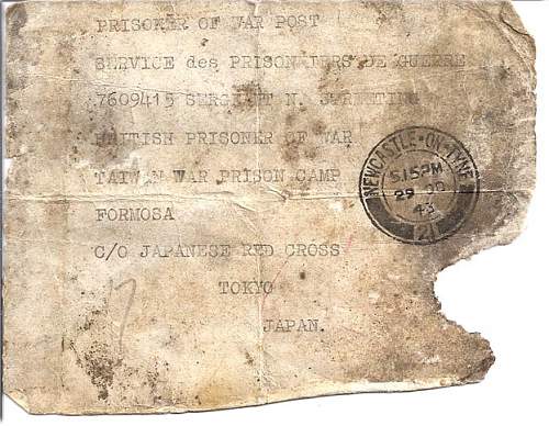 Rare Japanese POW camp envelope to British soldier
