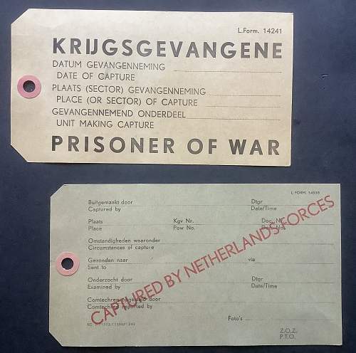 Prisoner of war tag, label