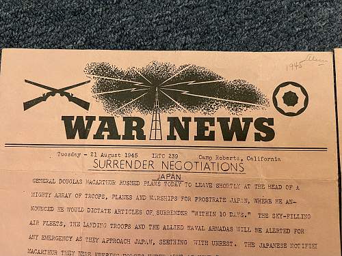 &quot;War News&quot; newspaper/bulletin august 1945?