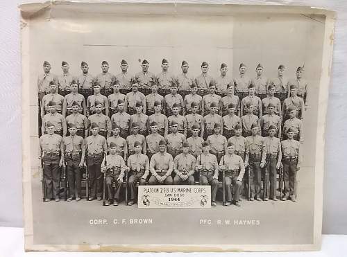 U.S. Marines Platoon Photo during boot camp 1944