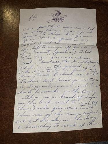 WW2 Era Letter Written by Fleet Marine Force Member to family