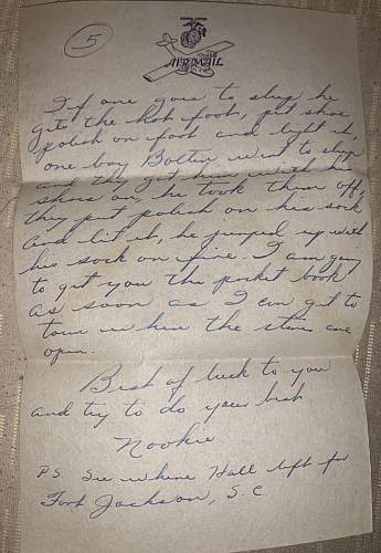 WW2 Era Letter Written by Fleet Marine Force Member to family