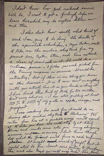 WW2 Era Letter Written by member of the Chemical Warfare Service.