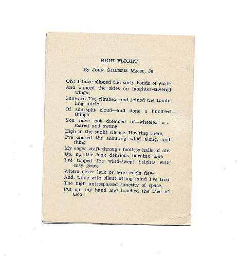 WW2 American Death Card of Lester R. Gillan (Pilot of a B-17)