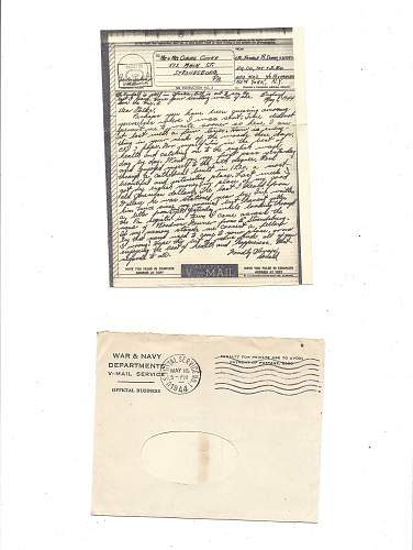 WW2 Era V-Mail Letter Written by Member of the 705th Tank Destroyer Battalion