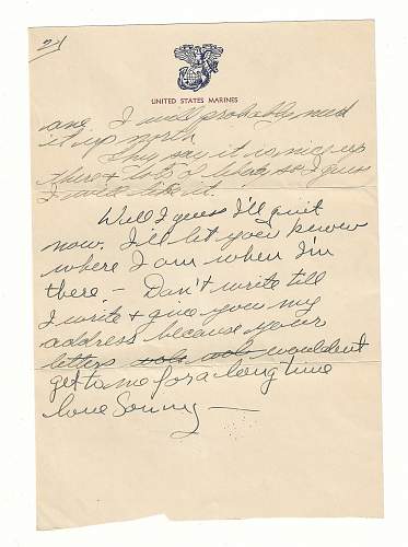 WW2 Era Letter typed by Marine in San Diego during training.