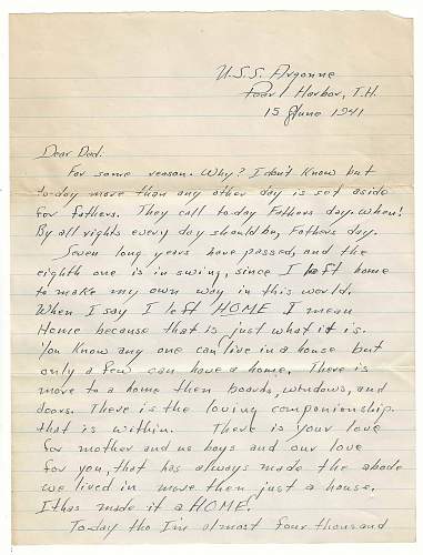 WW2 Era Letters Written by U.S. Sailor who was Stationed onboard a Ship who was Present During the Japanese Attack on Pearl Harbor.