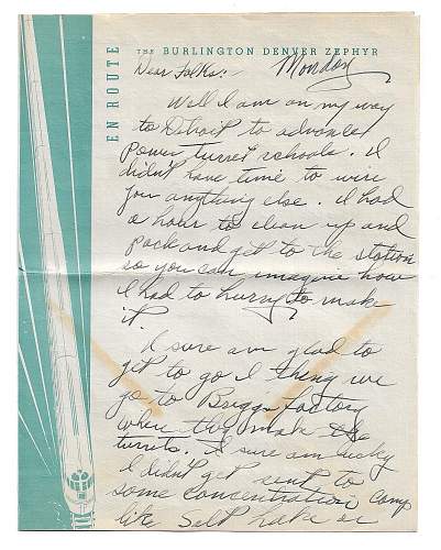 WW2 Era Letter Written by Serviceman onboard a Train Heading To Detroit.