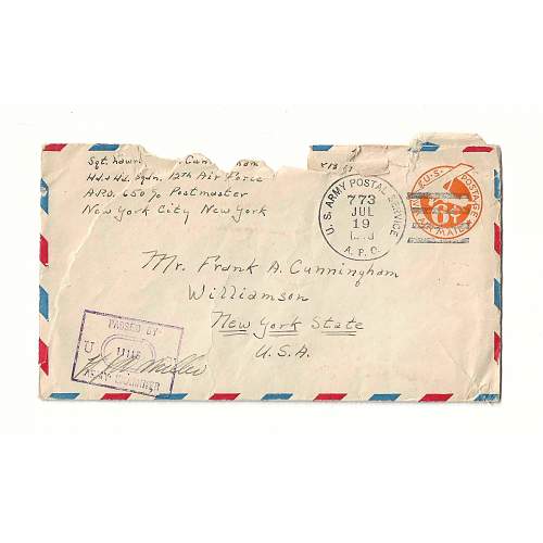 WW2 Era Letter Written by U.S. Soldier in Tunisia. He writes about having dinner with the Prince of Tunis. Lots of interesting historical content.
