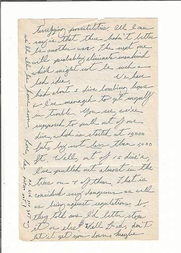 WW2 Era Letter Written by Pilot. He writes about the News of The Atomic Bomb as Well as A Few Close Calls with His Dive Bombing.