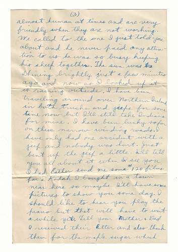 WW2 Era Letter Written by U.S. Serviceman in Ireland. He writes about the weather, countryside, furlough to England, Jerries bombing London, visiting Giant’s Causeway and more.